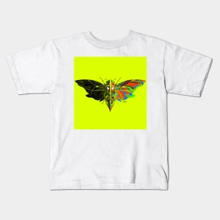 bright mexican cicada cigarra chicharra bug ecopop in monstrous bestiary design in totonac patterns Kids T-Shirt
